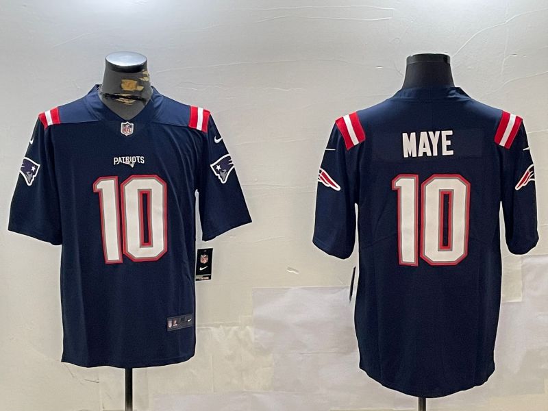 Men New England Patriots #10 Maye Blue Second generation 2024 Nike Limited NFL Jersey style 1